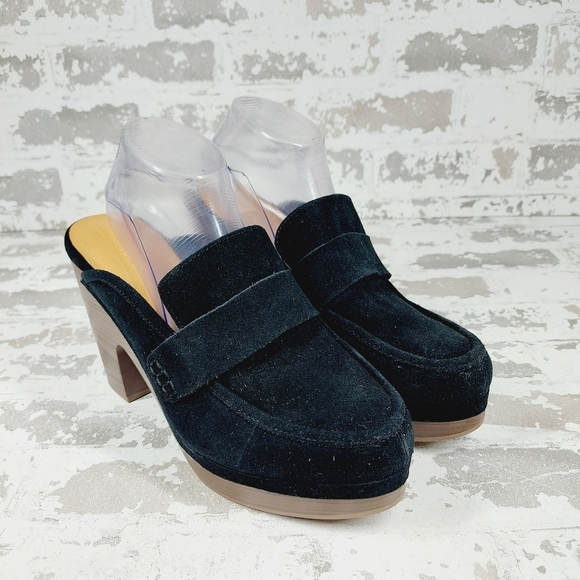 New Splendid Vina Black Suede Platform Slip On Clogs E101 - Picture 4 of 13